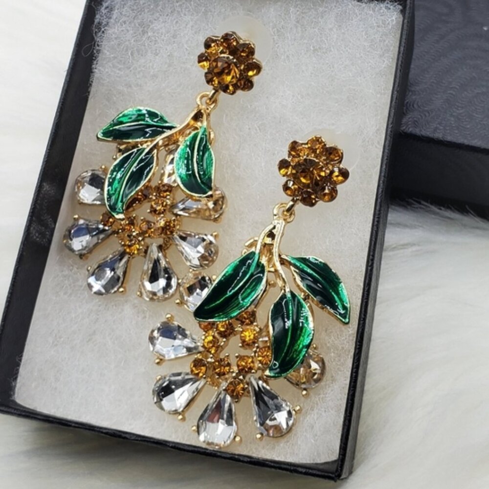 Beautiful Floral Earrings with Stones
